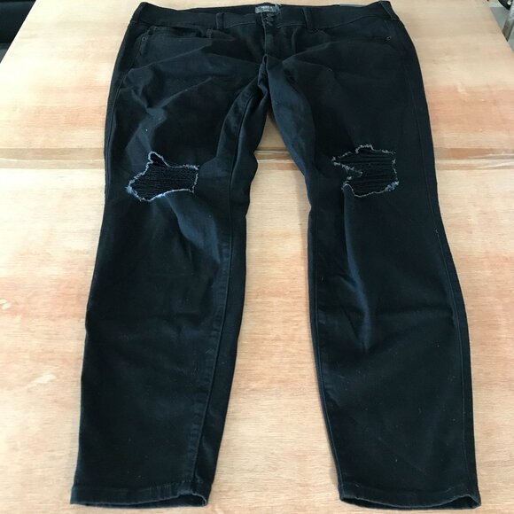 Torrid Super Skinny Jegging Jeans Women 24T Black Distressed High Rise Stretch - Picture 1 of 13